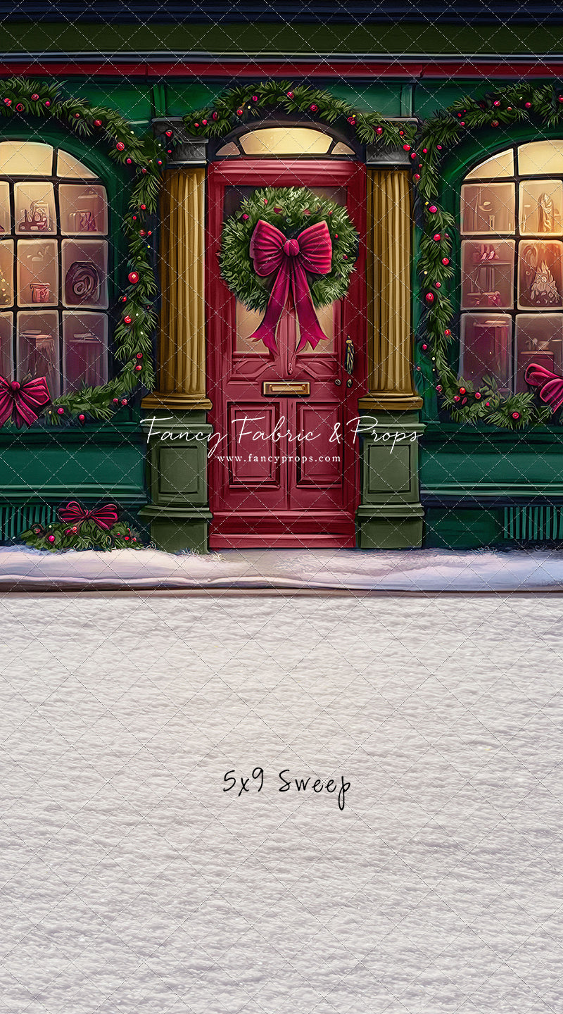 Wintertime Shop - Green Shop With Snow - with Sweep Option