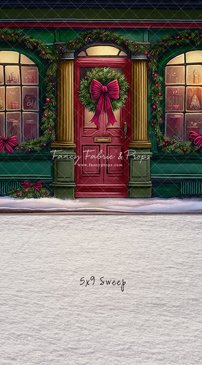 Wintertime Shop - Green Shop With Snow - with Sweep Option