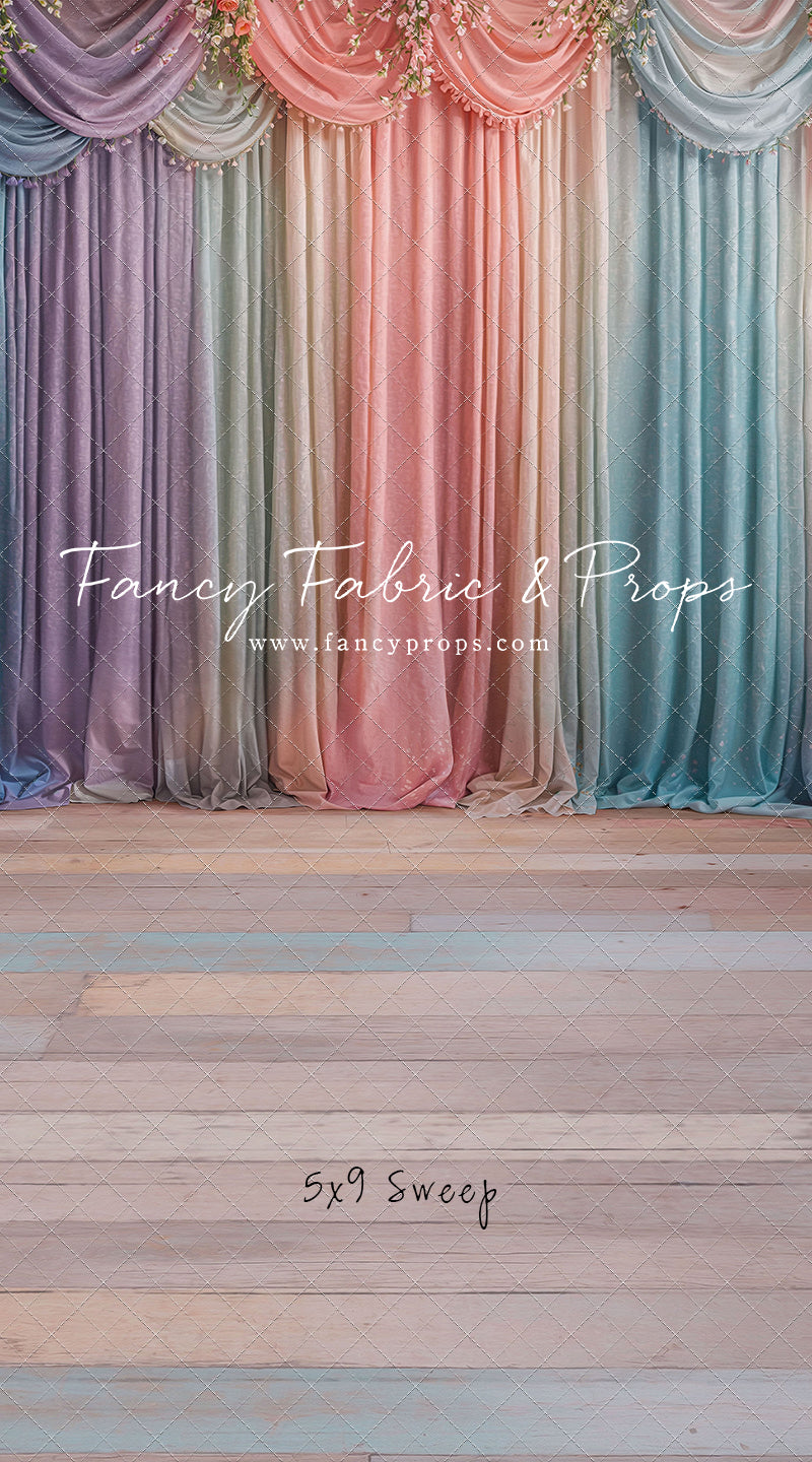 Pastel Curtains  - Wood Floor - With Sweep Option