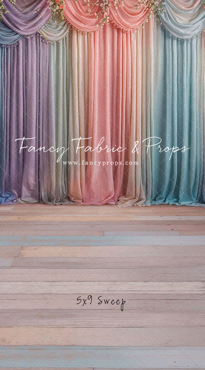 Pastel Curtains  - Wood Floor - With Sweep Option