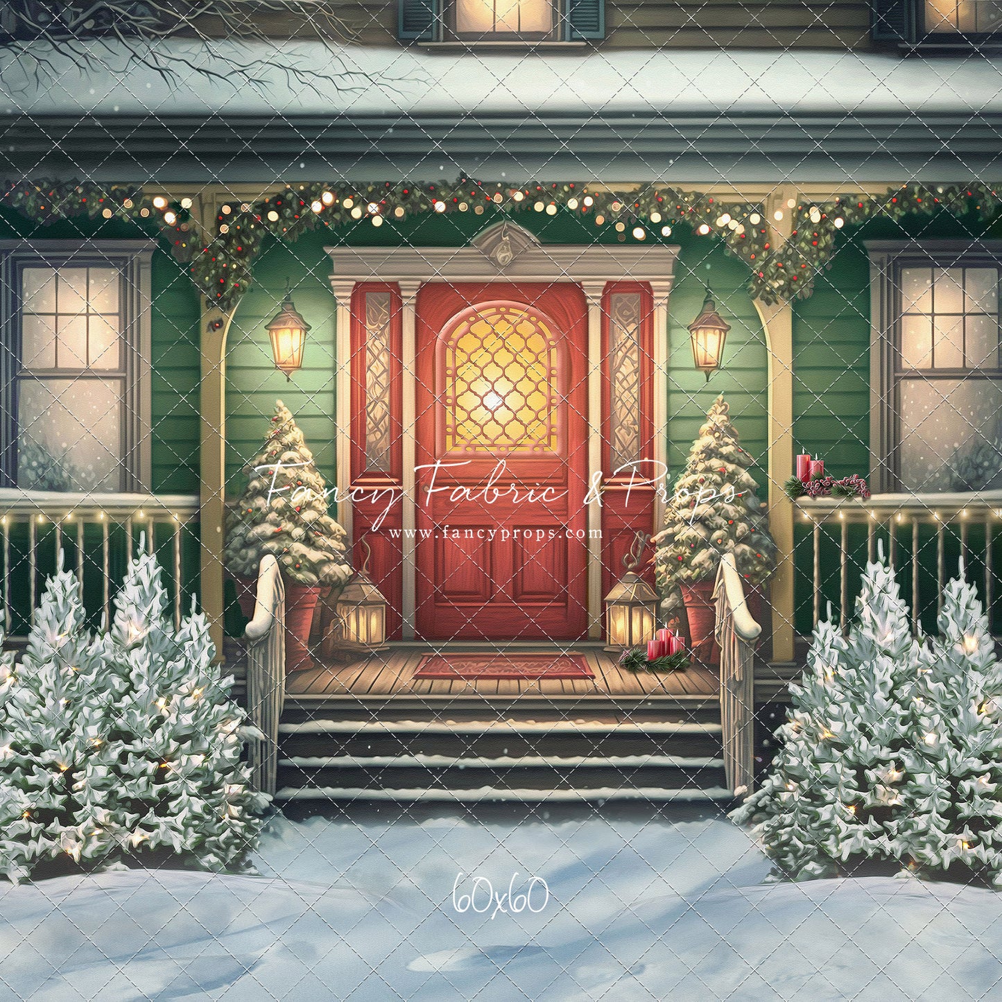 Merry Porch Greetings - Green House - with Sweep Option
