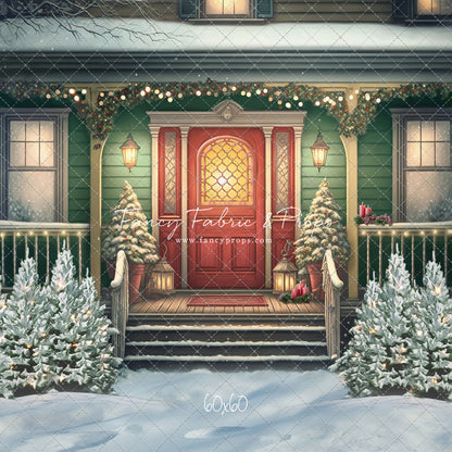 Merry Porch Greetings - Green House - with Sweep Option