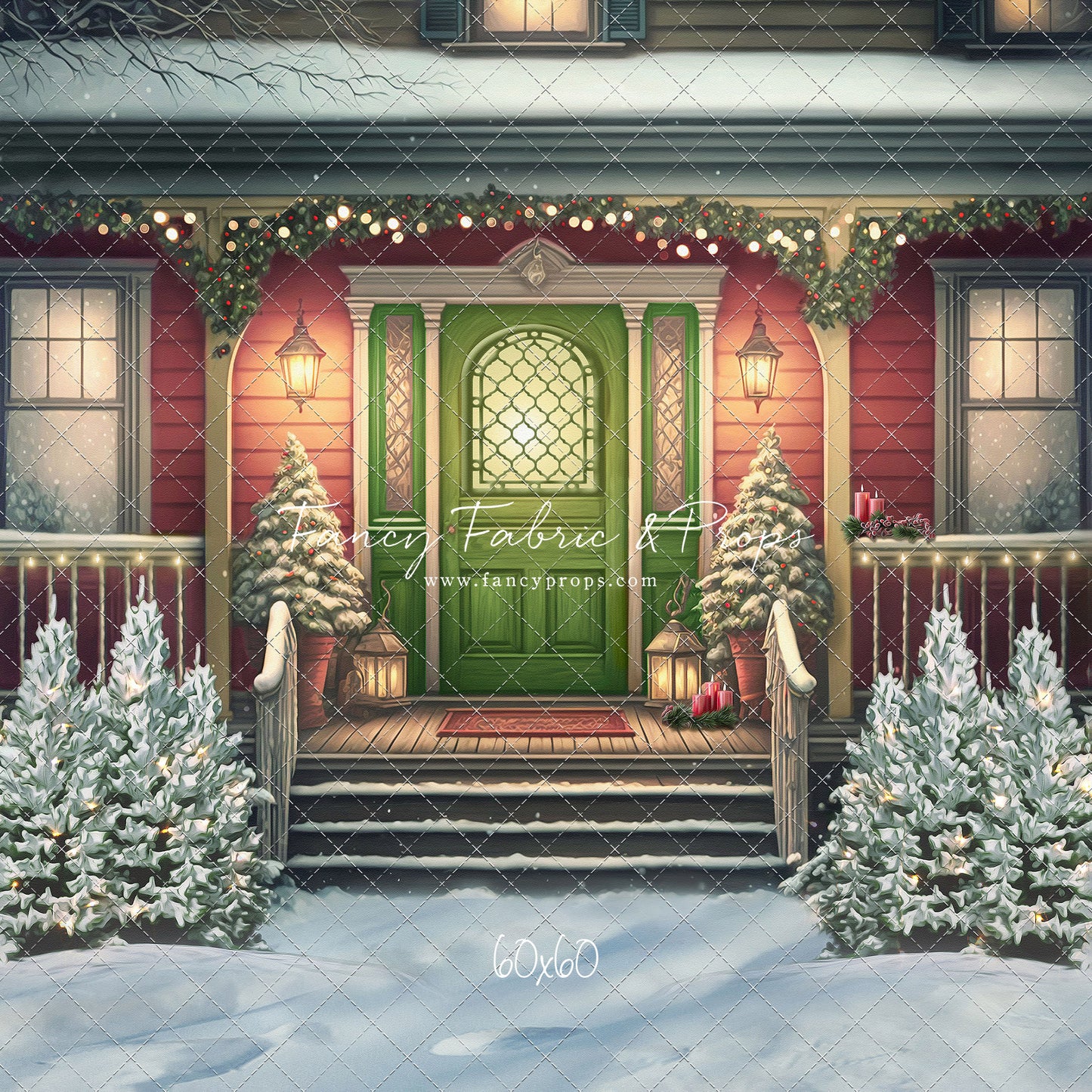 Merry Porch Greetings - Red House - with Sweep Option
