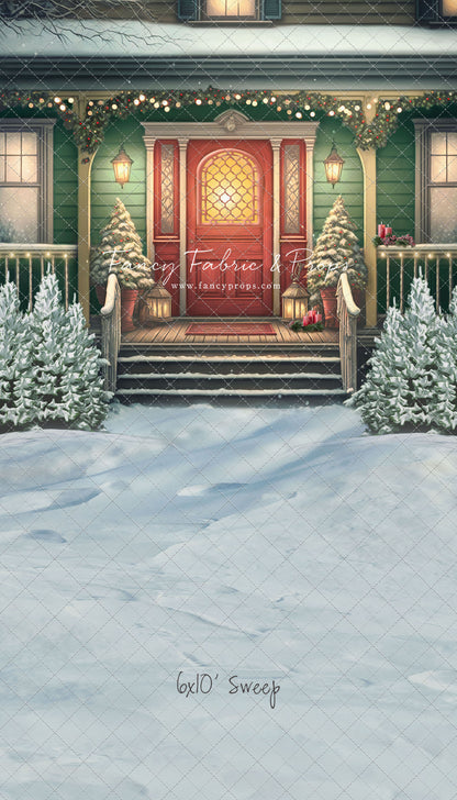 Merry Porch Greetings - Green House - with Sweep Option