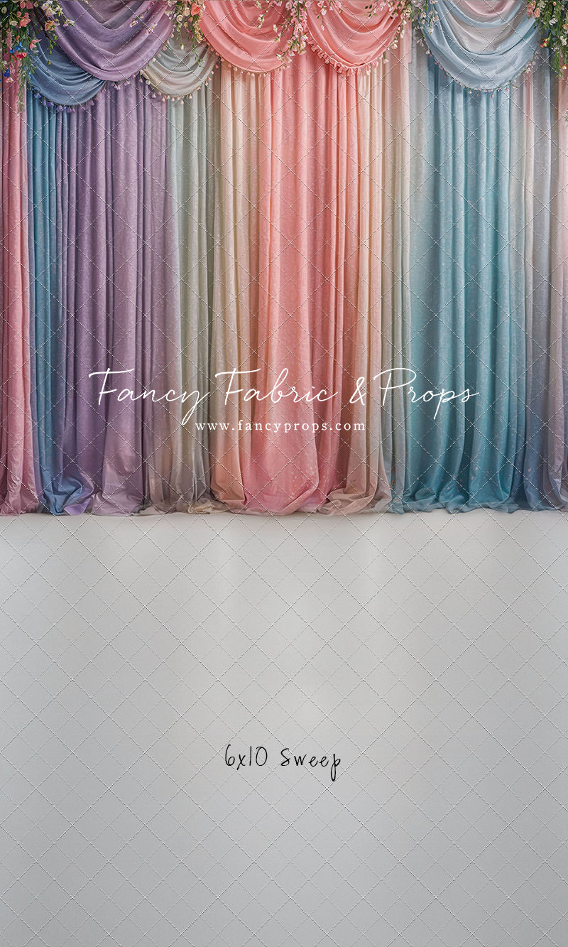 Pastel Curtains  - White Floor - With Sweep Option