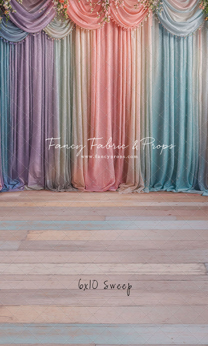 Pastel Curtains  - Wood Floor - With Sweep Option