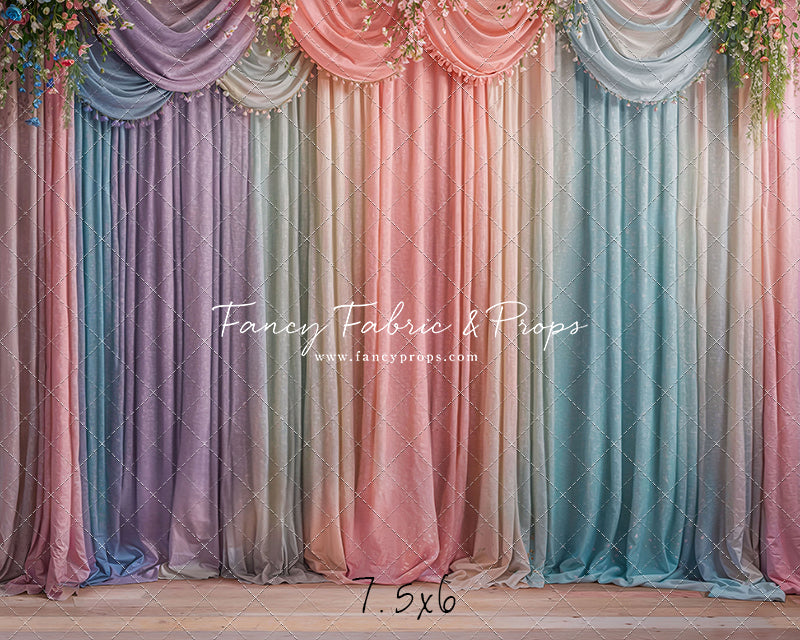 Pastel Curtains  - Wood Floor - With Sweep Option