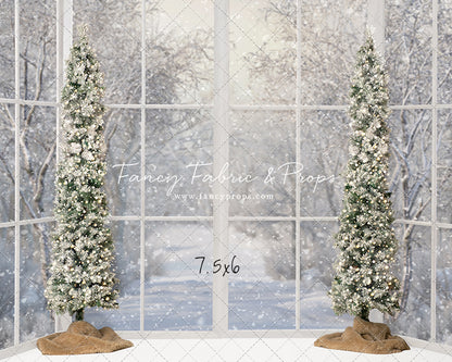 Snowy White Bay View With Trees