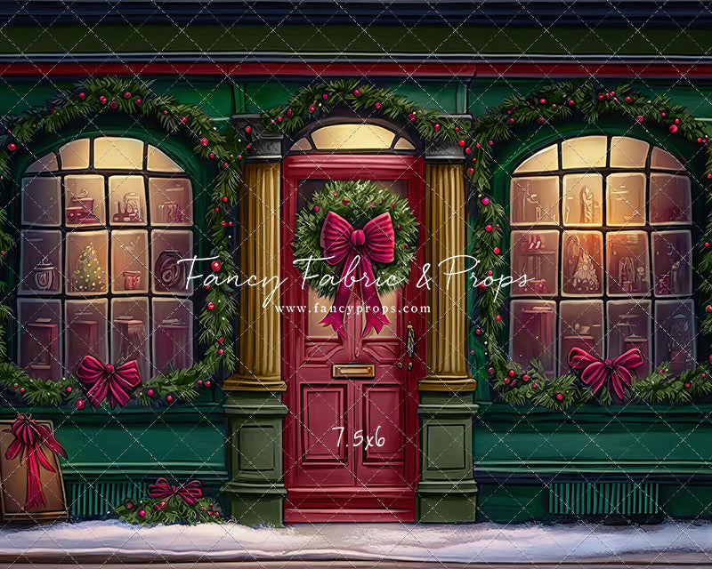 Wintertime Shop - Green Shop With Snow - with Sweep Option