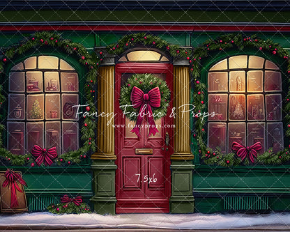 Wintertime Shop - Green Shop With Snow - with Sweep Option