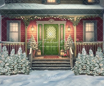 Merry Porch Greetings - Red House - with Sweep Option