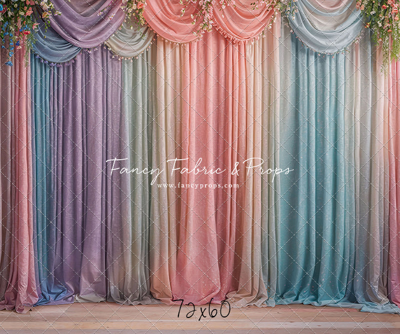 Pastel Curtains  - Wood Floor - With Sweep Option