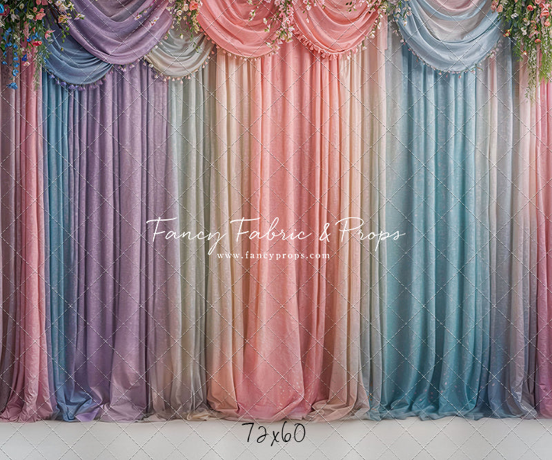 Pastel Curtains  - White Floor - With Sweep Option