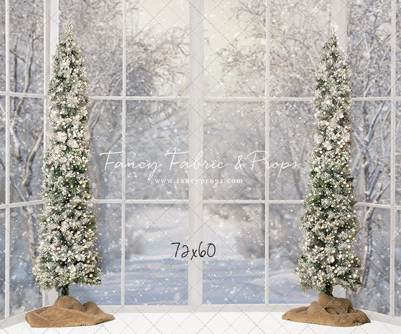 Snowy White Bay View With Trees