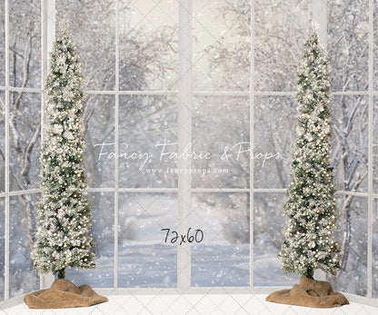 Snowy White Bay View With Trees