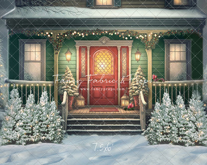 Merry Porch Greetings - Green House - with Sweep Option