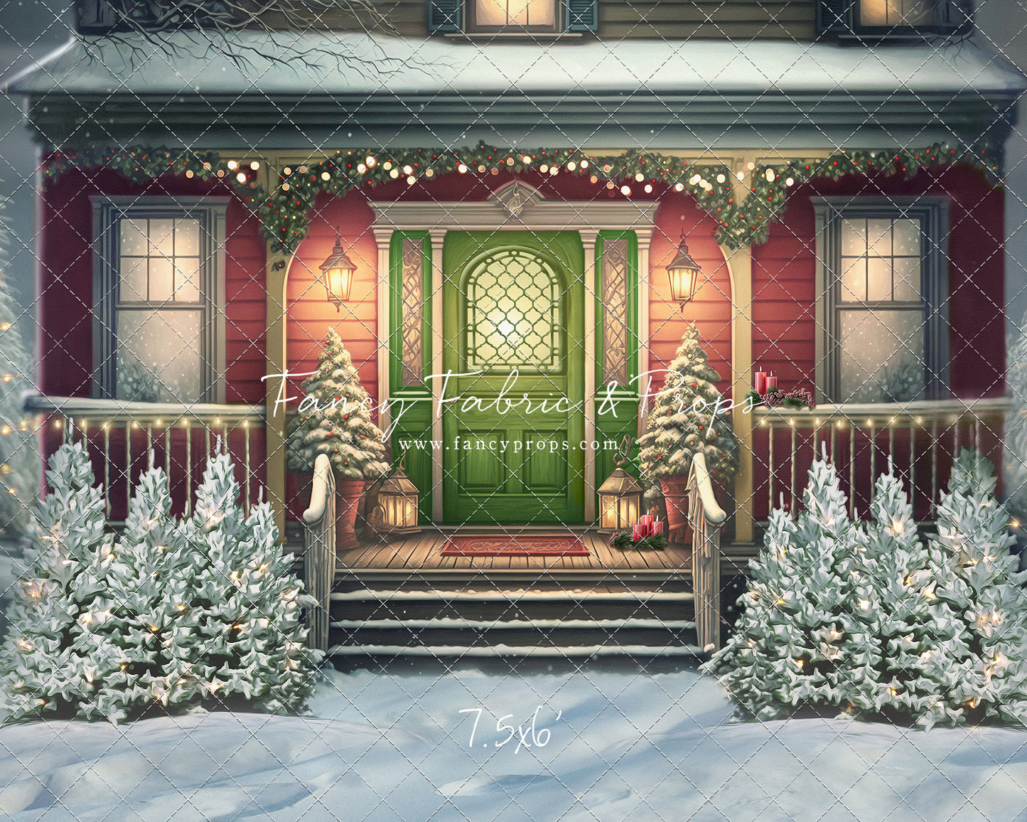 Merry Porch Greetings - Red House - with Sweep Option
