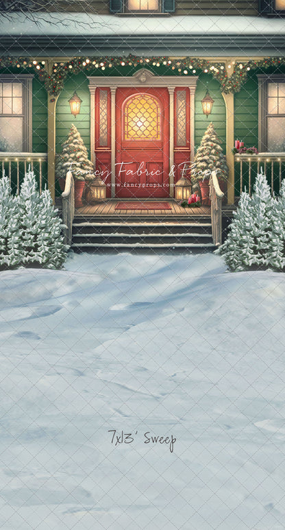 Merry Porch Greetings - Green House - with Sweep Option