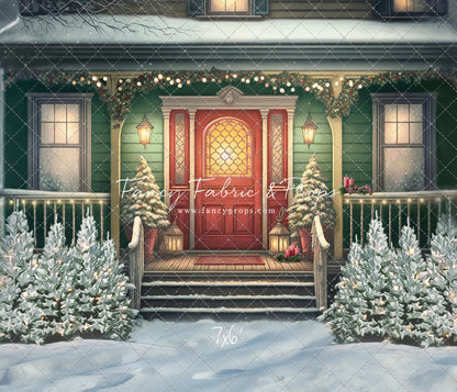 Merry Porch Greetings - Green House - with Sweep Option