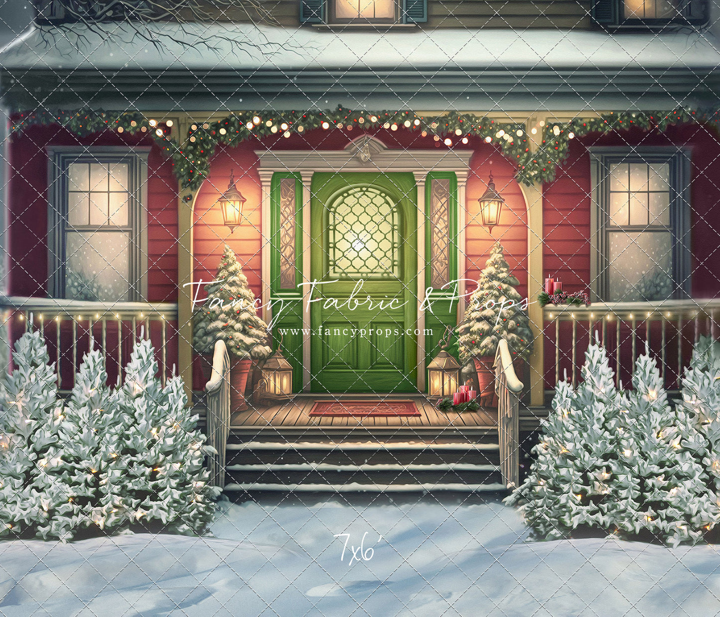 Merry Porch Greetings - Red House - with Sweep Option