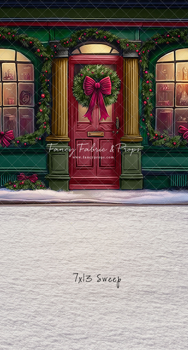 Wintertime Shop - Green Shop With Snow - with Sweep Option