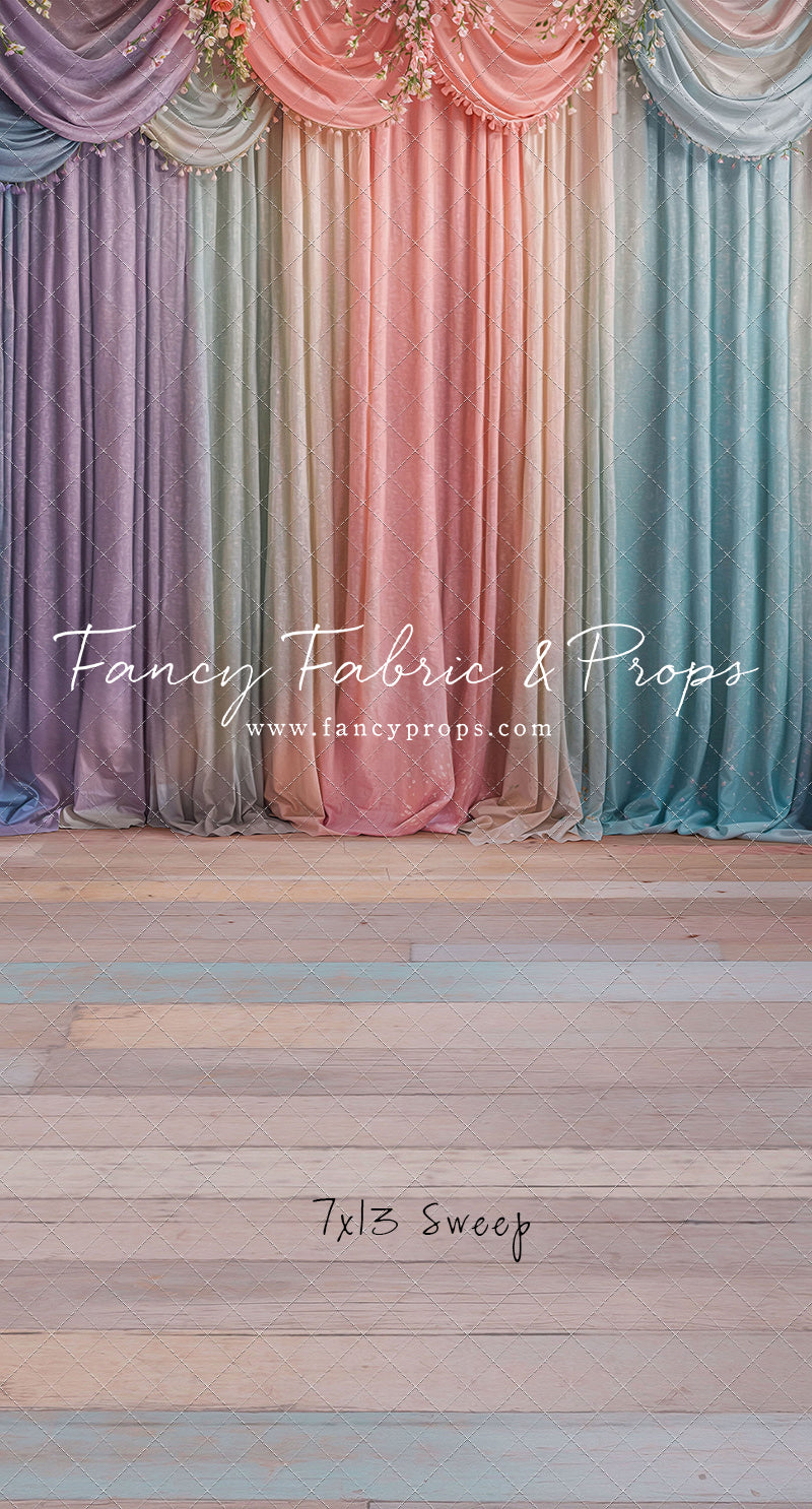Pastel Curtains  - Wood Floor - With Sweep Option