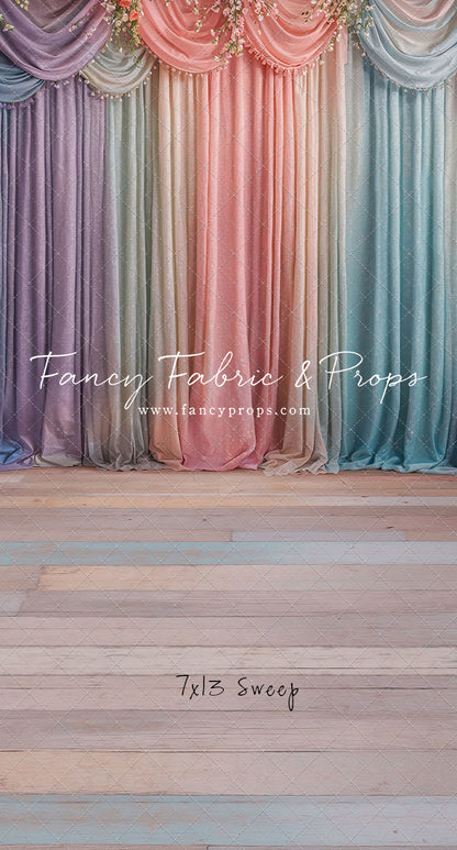 Pastel Curtains  - Wood Floor - With Sweep Option