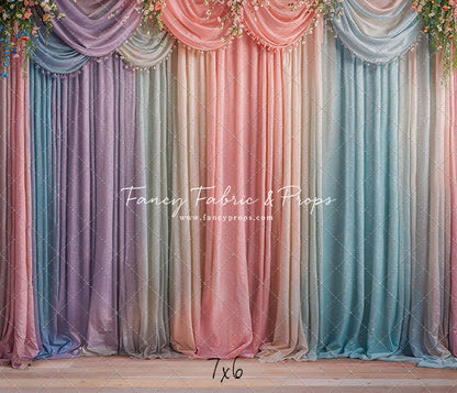 Pastel Curtains  - Wood Floor - With Sweep Option