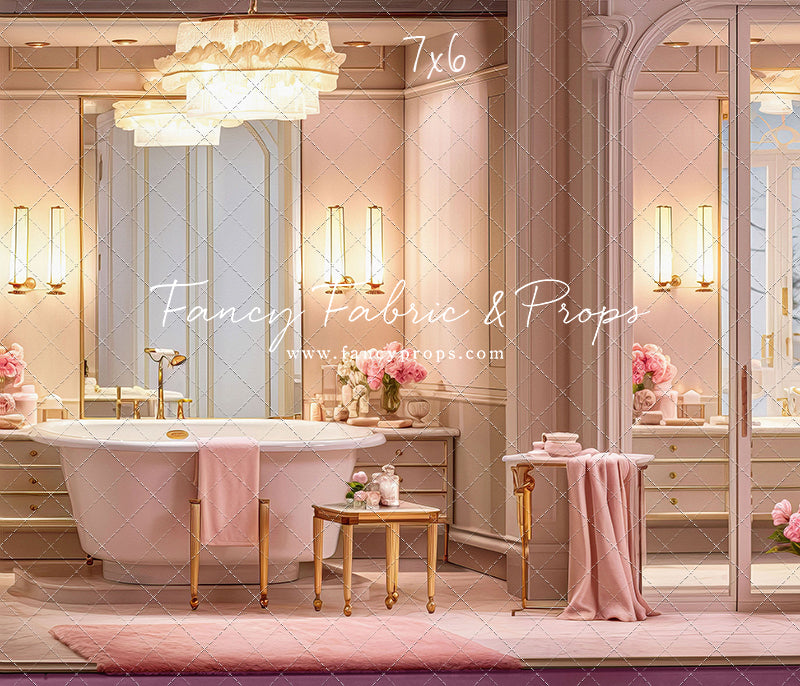 Pretty Powder Room - Pink Floor - With Sweep Option