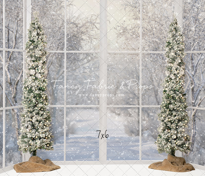 Snowy White Bay View With Trees