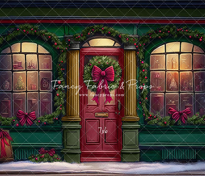 Wintertime Shop - Green Shop With Snow - with Sweep Option