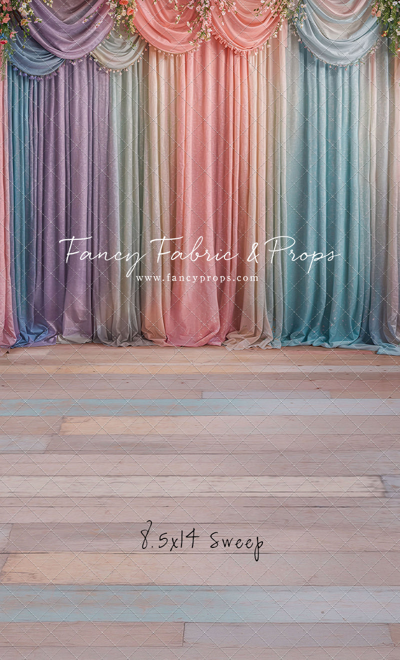 Pastel Curtains  - Wood Floor - With Sweep Option