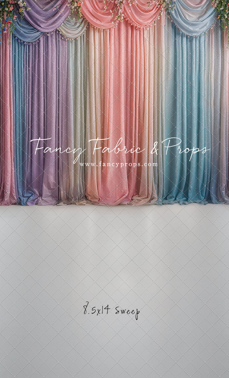 Pastel Curtains  - White Floor - With Sweep Option