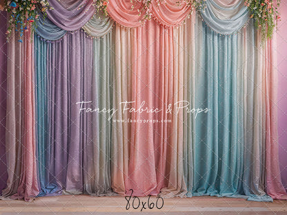 Pastel Curtains  - Wood Floor - With Sweep Option