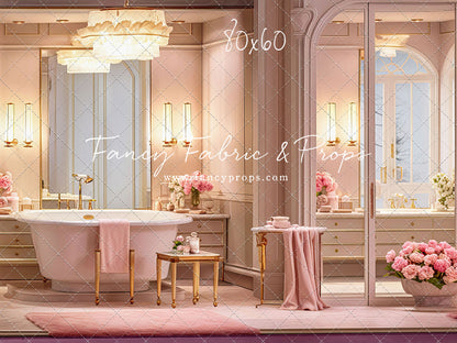 Pretty Powder Room - Pink Floor - With Sweep Option