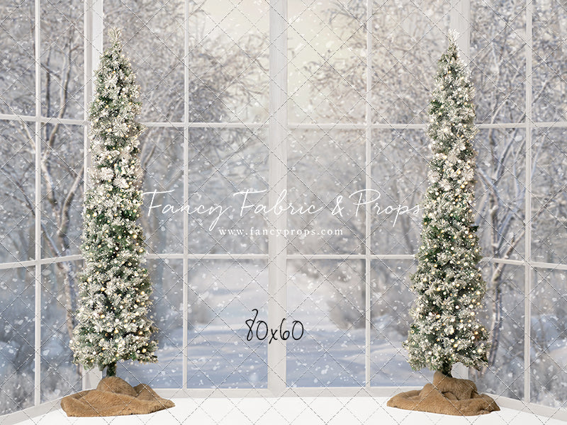 Snowy White Bay View With Trees