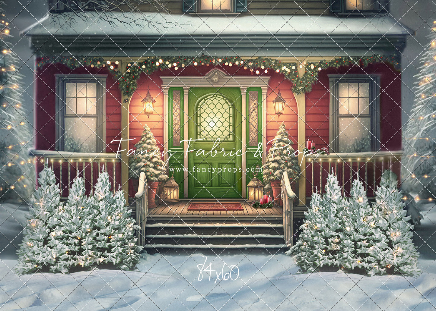 Merry Porch Greetings - Red House - with Sweep Option