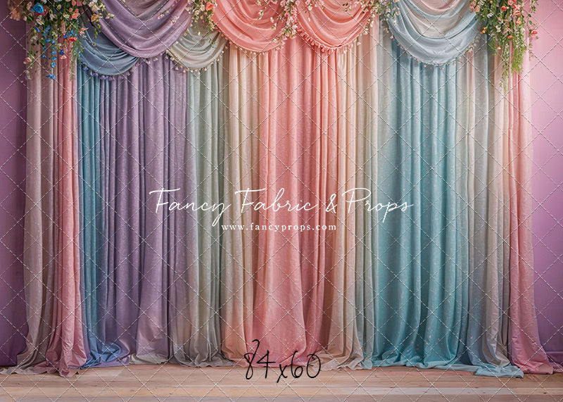 Pastel Curtains  - Wood Floor - With Sweep Option