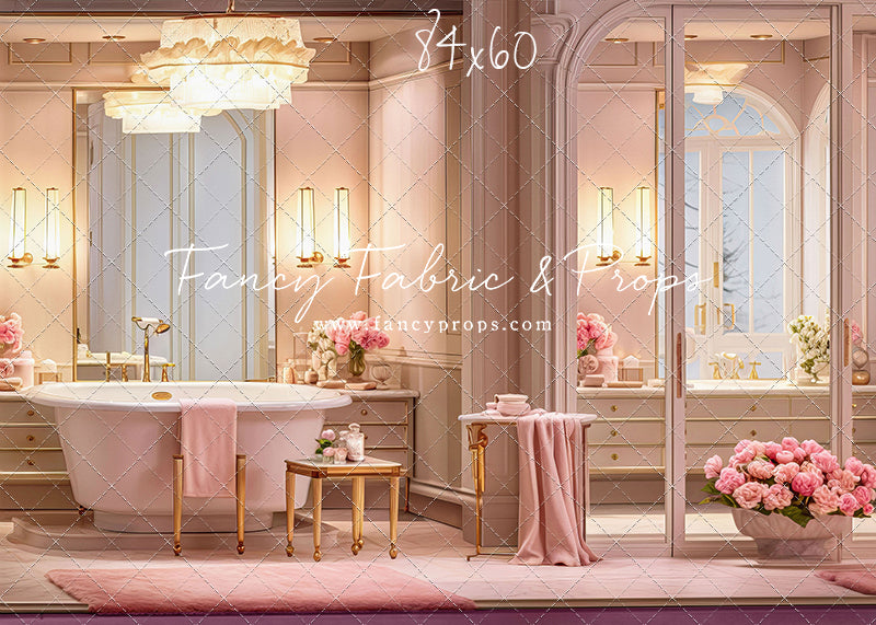 Pretty Powder Room - Pink Floor - With Sweep Option