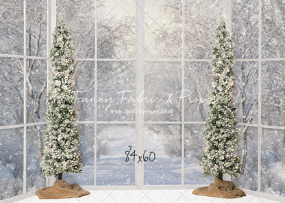 Snowy White Bay View With Trees