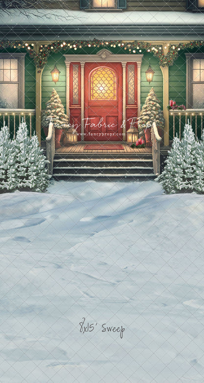 Merry Porch Greetings - Green House - with Sweep Option