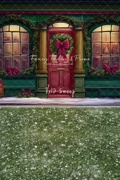 Wintertime Shop - Green Shop With Grass - with Sweep Option