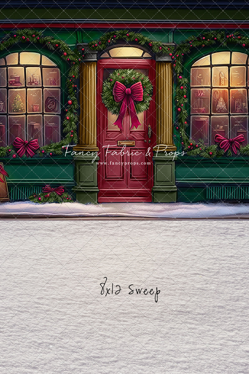 Wintertime Shop - Green Shop With Snow - with Sweep Option