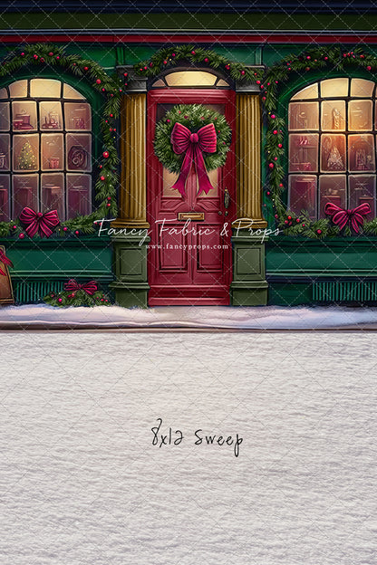 Wintertime Shop - Green Shop With Snow - with Sweep Option