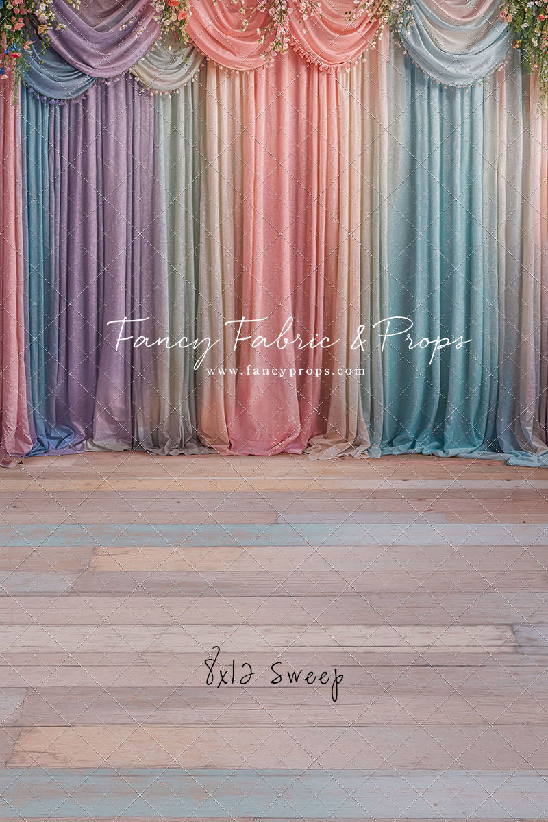 Pastel Curtains  - Wood Floor - With Sweep Option