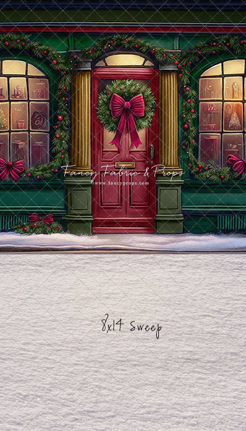 Wintertime Shop - Green Shop With Snow - with Sweep Option