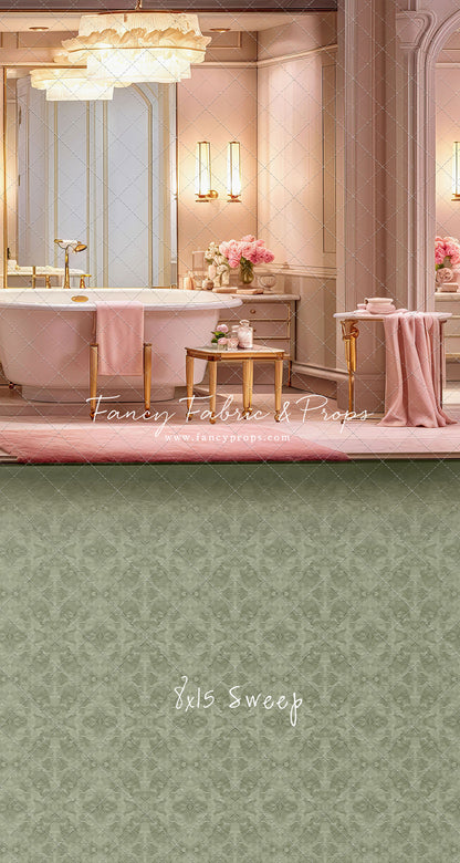 Pretty Powder Room - Green Floor - With Sweep Option