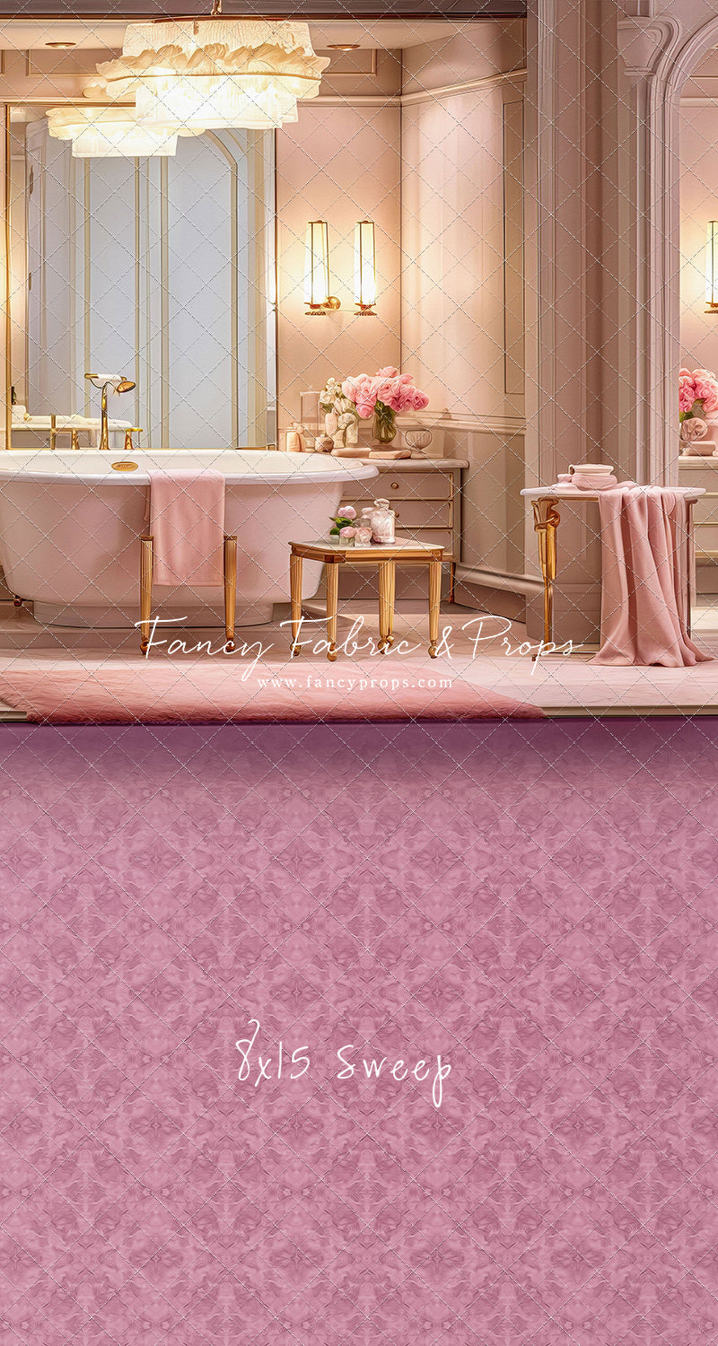 Pretty Powder Room - Pink Floor - With Sweep Option