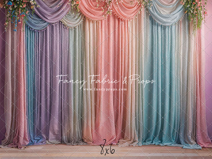 Pastel Curtains  - Wood Floor - With Sweep Option