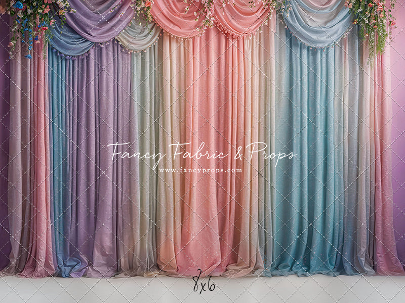 Pastel Curtains  - White Floor - With Sweep Option